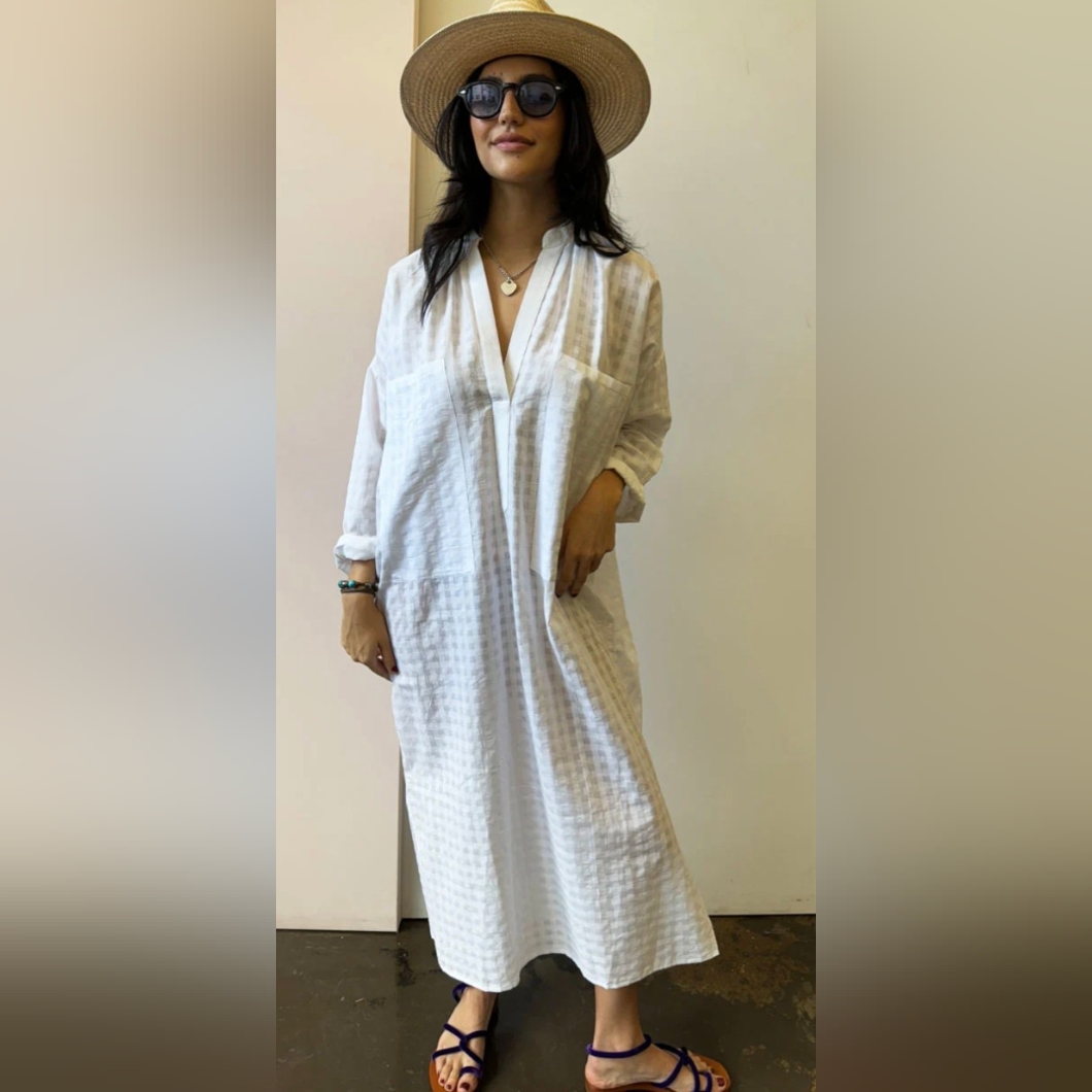 Two New York White Caftan Dress Free Size
